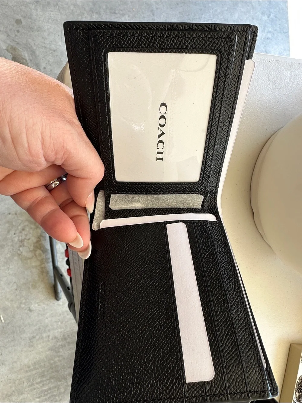 Coach Black Textured Leather Bifold Wallet for Men